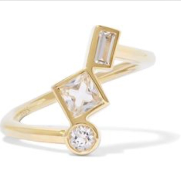 White Sapphire 23K Gold NWT Ring Elizabeth & James - Picture 2 of 8